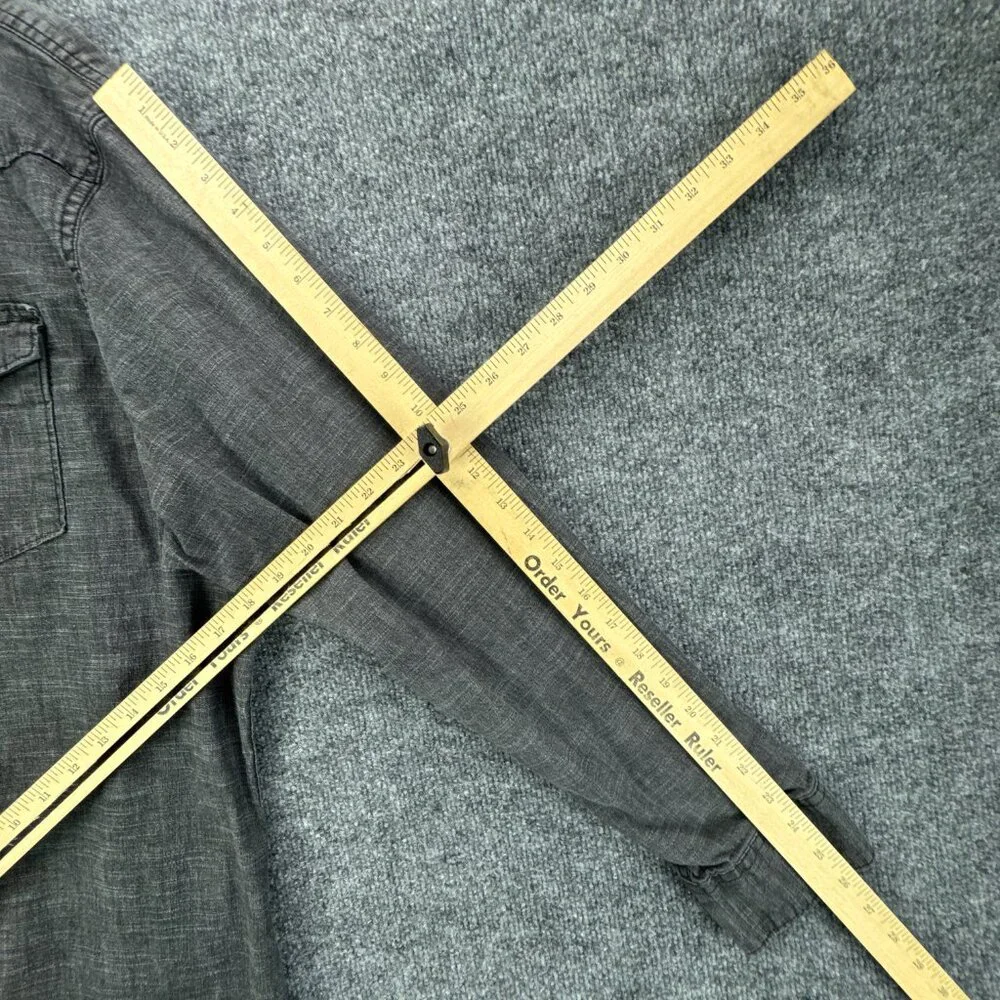 Wrangler Pearl Snap Denim Shirt Mens 2XL Gray Western Cowboy Rodeo Workwear - Picture 13 of 14